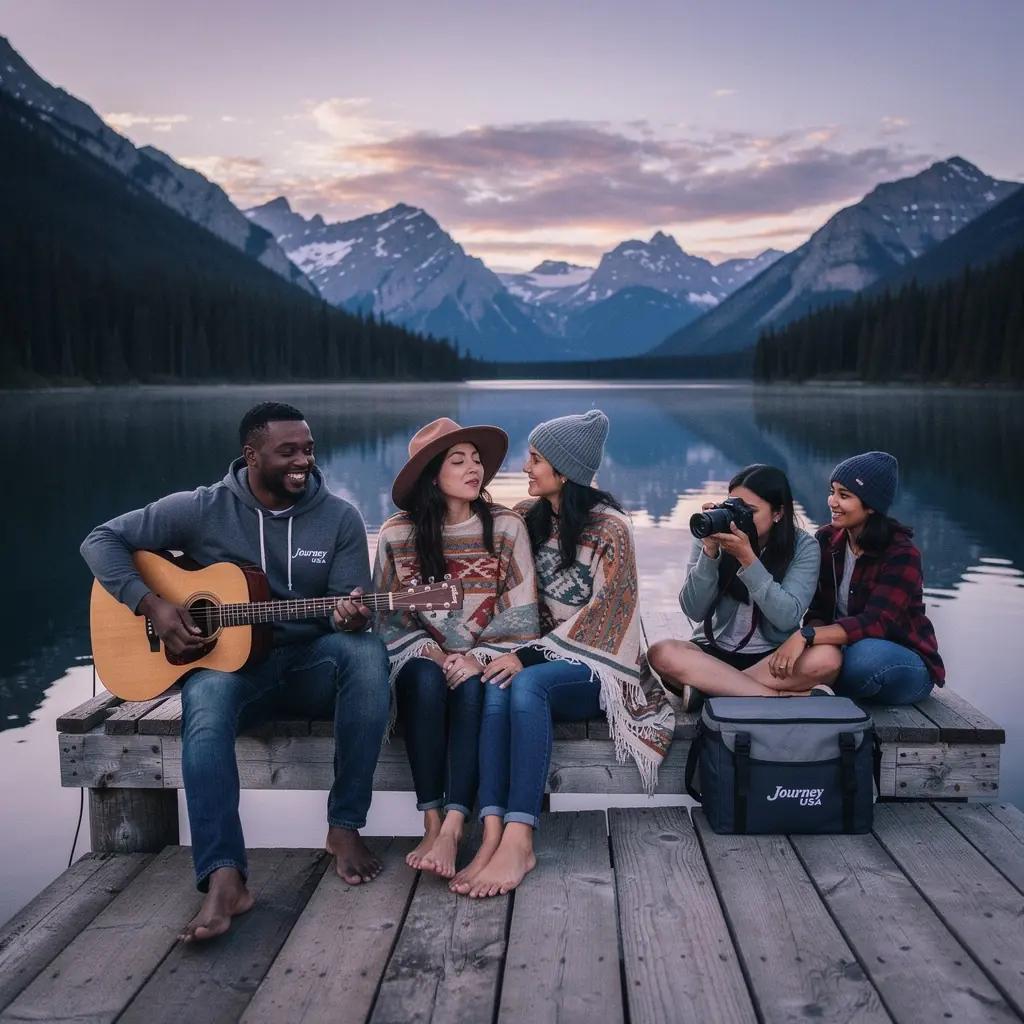 Путешественники на альпийской тропе, окруженной живописными ландшафтами.