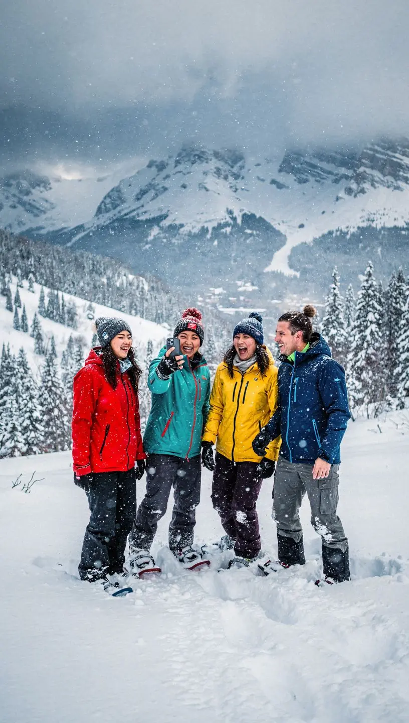 Фотограф, запечатлевающий диких животных в живописной горной местности.