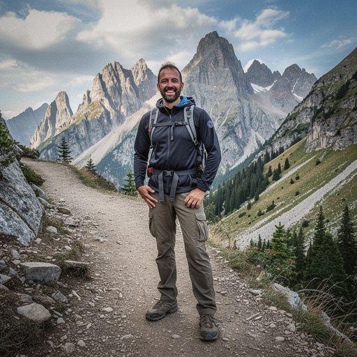 Фотография восхода солнца над высокими горами с яркими облаками.